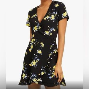Speechless dark floral wrap mini dress, size medium.